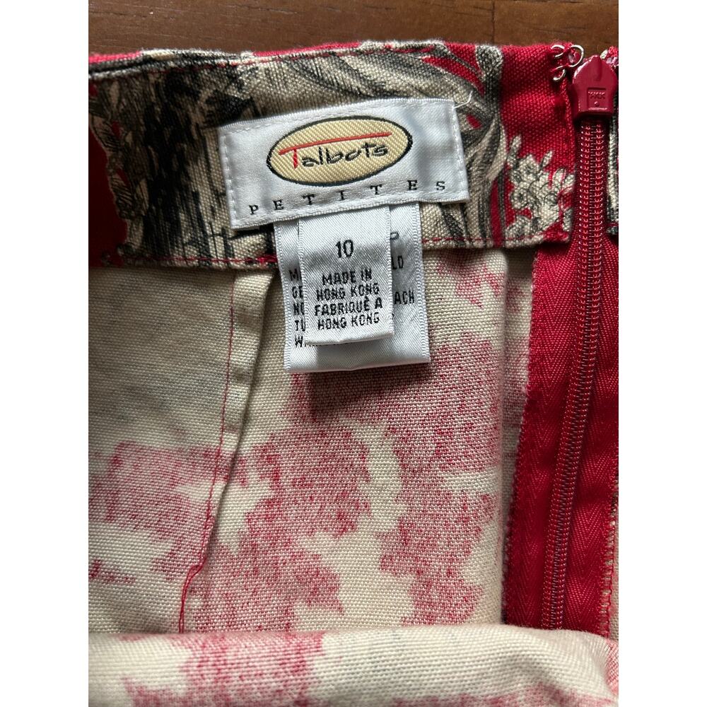 Talbots Size 10 Vintage-Inspired Red Toile de Jouy Skirt. - Picture 5 of 7